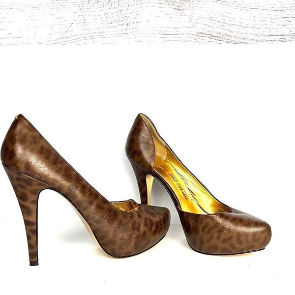 Ted Baker Leather Animal Print Platform High Heel Shoes Pumps US 9,5 - Picture 1 of 14
